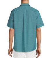 Roundtree & Yorke Short Sleeve Wave Print Poplin Sport Shirt