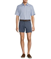 Roundtree & Yorke Short Sleeve Wave Print Poplin Sport Shirt