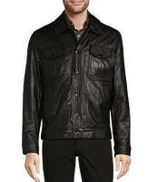 Roundtree & Yorke Snap Front Hipster Leather Jacket