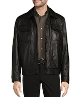 Roundtree & Yorke Snap Front Hipster Leather Jacket