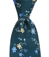 Roundtree & Yorke Spaced Floral 3 1/8#double; Woven Silk Tie