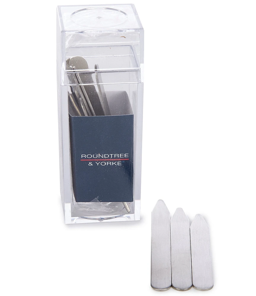 Roundtree & Yorke Stainless Steel Collar Stays 12-Piece Set