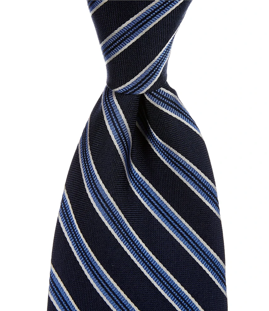 Roundtree & Yorke Stripe 3 3/8#double; Woven Silk Tie