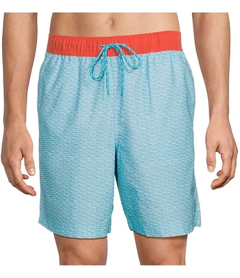 Roundtree & Yorke Textured Wave 8#double; Swim Trunks