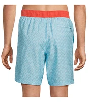 Roundtree & Yorke Textured Wave 8#double; Swim Trunks