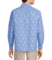 Roundtree & Yorke The Charter Performance Vented Long Sleeve Leaf Print Fishing Sport Shirt