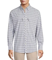 Roundtree & Yorke The Charter Performance Vented Long Sleeve Medium Plaid Fishing Sport Shirt