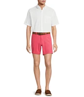 Roundtree & Yorke The Cloud Collection 7#double; Flat Front Washed Chino Shorts