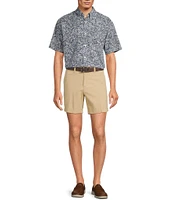 Roundtree & Yorke The Cloud Collection 7#double; Flat Front Washed Chino Shorts