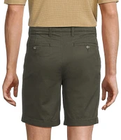 Roundtree & Yorke The Cloud Collection 8#double; Flat-Front Tech Pocket Washed Chino Shorts