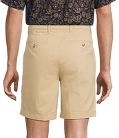 Roundtree & Yorke The Cloud Collection 8#double; Flat-Front Tech Pocket Washed Chino Shorts