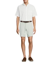 Roundtree & Yorke The Cloud Collection 8#double; Flat-Front Tech Pocket Washed Chino Shorts