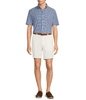 Roundtree & Yorke The Cloud Collection 8#double; Flat-Front Tech Pocket Washed Chino Shorts