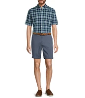 Roundtree & Yorke The Cloud Collection 8#double; Flat-Front Tech Pocket Washed Chino Shorts