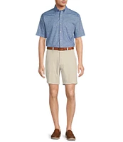 Roundtree & Yorke The Cloud Collection 8#double; Flat-Front Tech Pocket Washed Chino Shorts