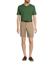 Roundtree & Yorke The Cloud Collection 9#double; Flat Front Washed Chino Shorts