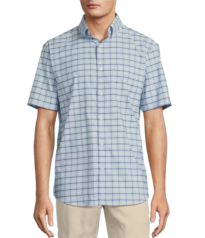 Roundtree & Yorke Big & Tall The Traveler Performance Short Sleeve Plaid Print Sport Shirt