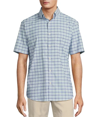 Roundtree & Yorke Big & Tall The Traveler Performance Short Sleeve Plaid Print Sport Shirt