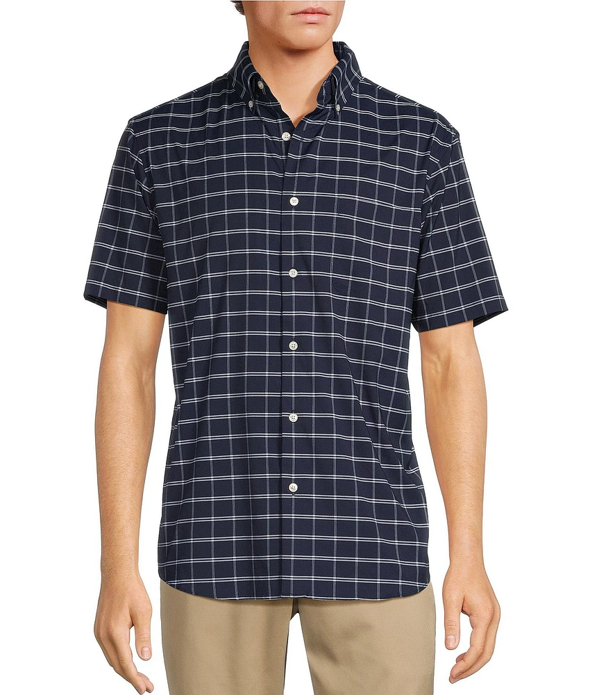 Roundtree & Yorke The Traveler Performance Short Sleeve Windowpane Sport Shirt