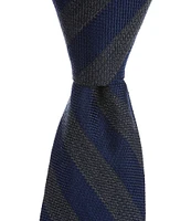 Roundtree & Yorke Thick Bar Stripe 2 3/4#double; Silk Blend Tie