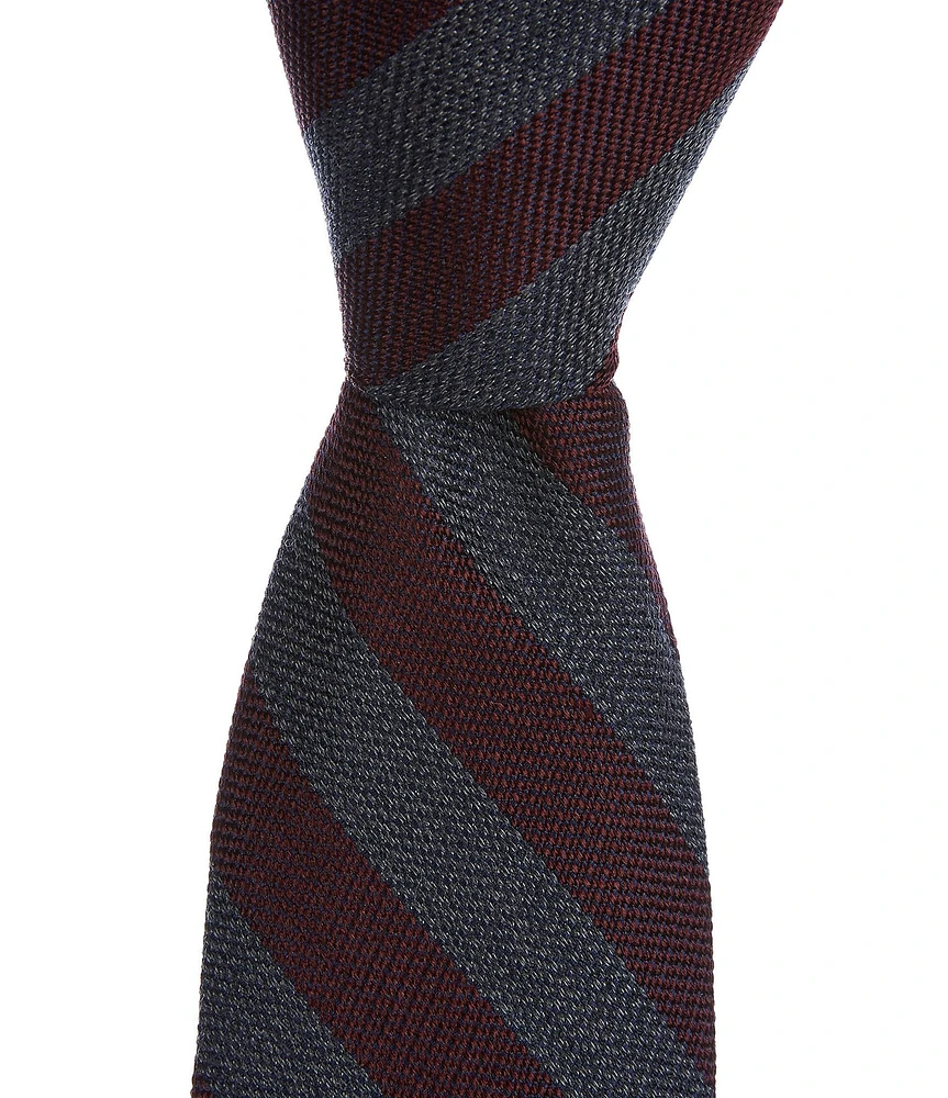 Roundtree & Yorke Thick Bar Stripe 2 3/4#double; Silk Blend Tie