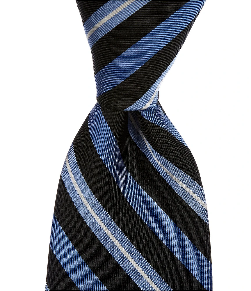 Roundtree & Yorke Trad Stripe 3 3/8#double; Woven Silk Tie