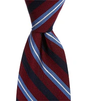 Roundtree & Yorke Trad Stripe 3 3/8#double; Woven Silk Tie