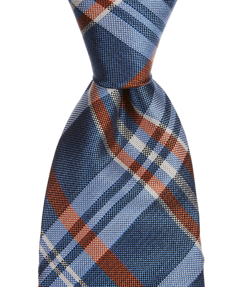 Roundtree & Yorke Traditional Plaid 3 1/8#double; Woven Silk Tie