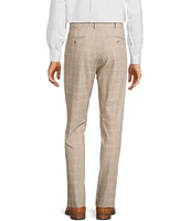 Roundtree & Yorke Travel Smart Flat Front Classic Fit Textured Plaid Dress Pant