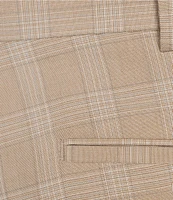 Roundtree & Yorke Travel Smart Flat Front Classic Fit Textured Plaid Dress Pant