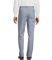 Roundtree & Yorke Travel Smart Flat Front Classic Fit Textured Plaid Dress Pants