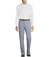 Roundtree & Yorke Travel Smart Flat Front Classic Fit Textured Plaid Dress Pants