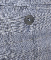 Roundtree & Yorke Travel Smart Flat Front Classic Fit Textured Plaid Dress Pants