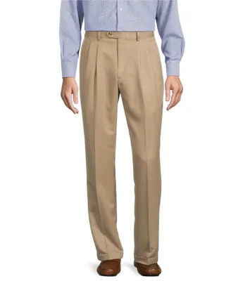 Roundtree & Yorke TravelSmart Classic Fit Non-Iron Ultimate Comfort Microfiber Pleated-Front Dress Pants