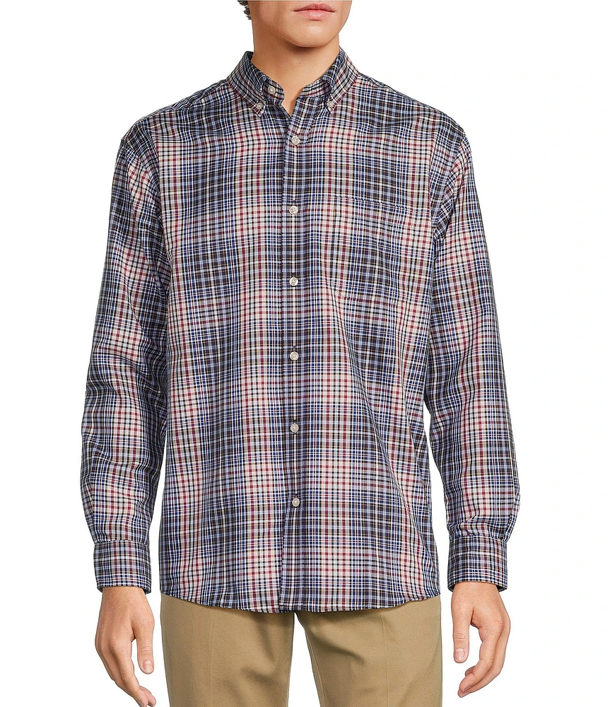 Roundtree & Yorke TravelSmart Classic Fit Easy Care Twill Plaid Sport Shirt