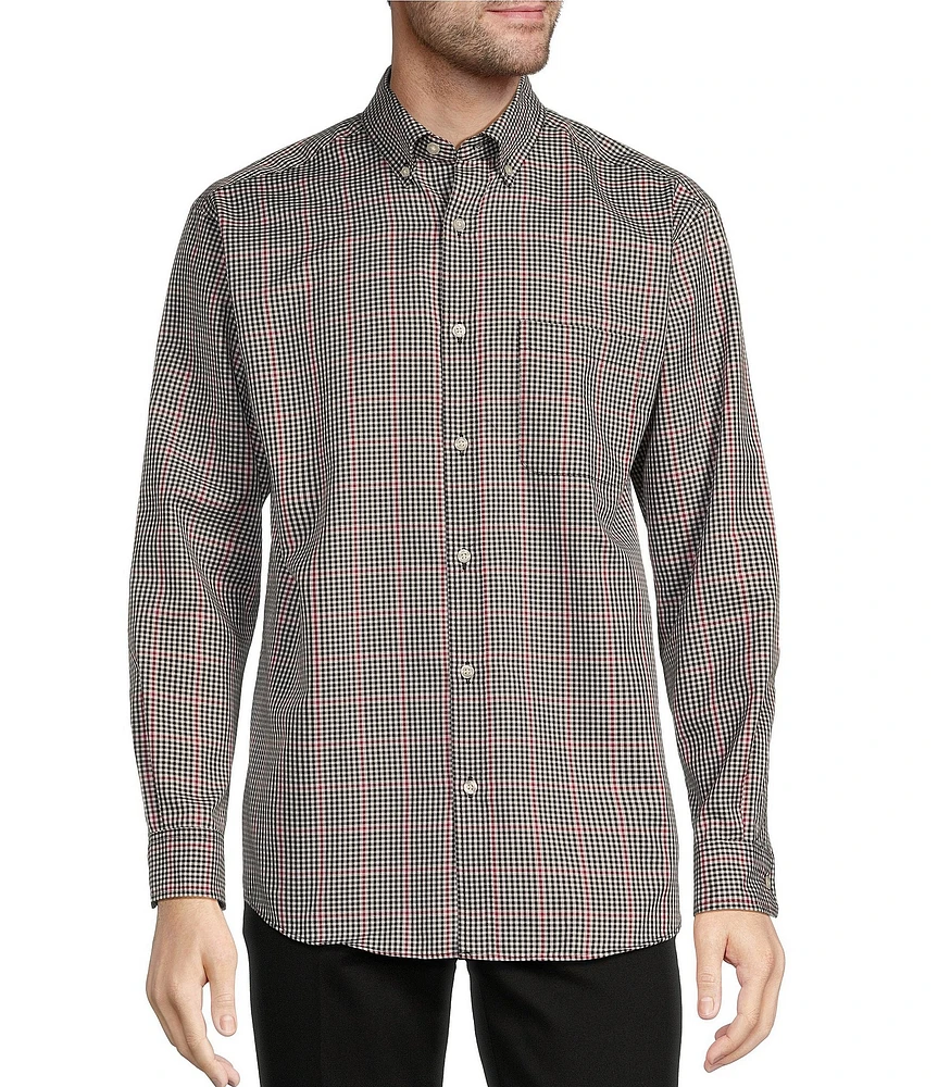 Roundtree & Yorke TravelSmart Classic Fit Easy Care Twill Large Windowpane Plaid Sport Shirt