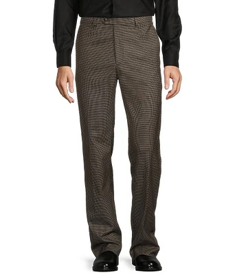 Roundtree & Yorke TravelSmart Classic Fit Flat Front Houndstooth Chino Pants