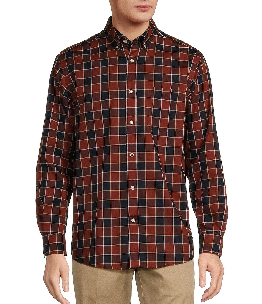 Roundtree & Yorke TravelSmart Easy Care Long Sleeve Buffalo Plaid Sport Shirt