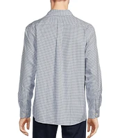 Roundtree & Yorke TravelSmart Easy Care Long Sleeve Herringbone Geometric Print Sport Shirt