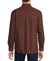 Roundtree & Yorke TravelSmart Easy Care Long Sleeve Herringbone Leaf Print Sport Shirt