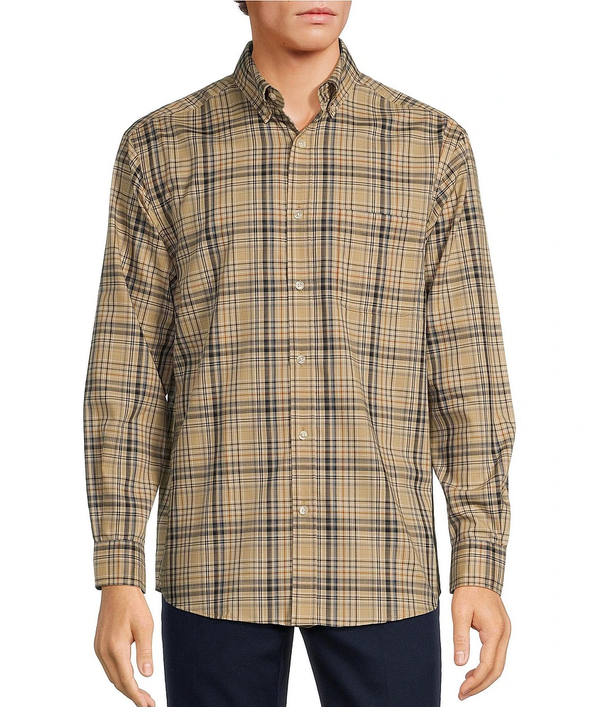 Roundtree & Yorke TravelSmart Easy Care Long Sleeve Large Plaid Sport Shirt