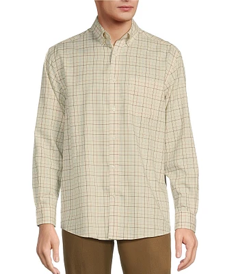 Roundtree & Yorke TravelSmart Easy Care Long Sleeve Windowpane Plaid Herringbone Sport Shirt