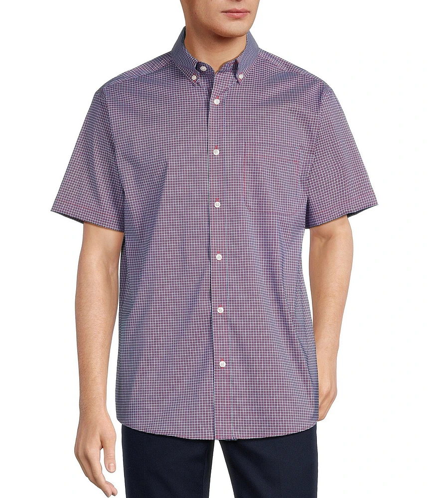 Roundtree & Yorke TravelSmart Easy Care Short Sleeve Mini Check Sport Shirt