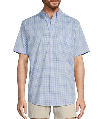 Roundtree & Yorke TravelSmart Easy Care Short Sleeve Ombre Plaid Sport Shirt