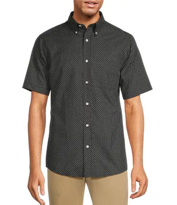 Roundtree & Yorke TravelSmart Slim Easy Care Short Sleeve Geometric Print Sport Shirt