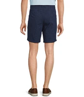 Roundtree & Yorke True Blue 8#double; Inseam Classic Flat Front Crosshatch Texture Pull On Shorts