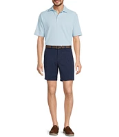 Roundtree & Yorke True Blue 8#double; Inseam Classic Flat Front Crosshatch Texture Pull On Shorts