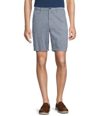 Roundtree & Yorke True Blue 8#double; Inseam Classic Flat Front Dobby Print Pull On Shorts