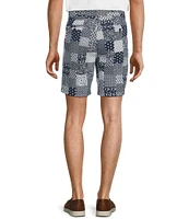Roundtree & Yorke True Blue 8#double; Inseam Classic Flat Front Patchwork Print Pull On Shorts
