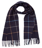 Roundtree & Yorke Windowpane Plaid Twisted Rope Fringe Scarf